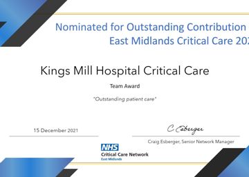 Hat-trick success for Sherwood Forest Hospitals’ critical care team